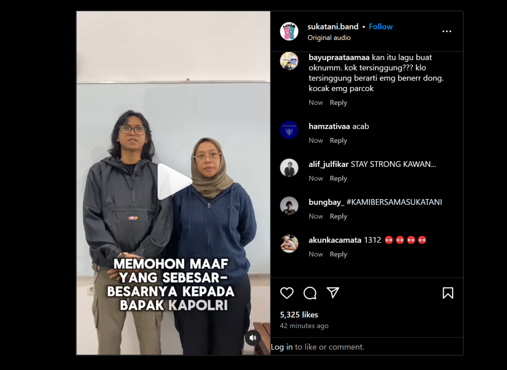 Sukatani Band, Tarik Lagu Bayar Bayar Bayar dan Minta Maaf Secara Terbuka Lewat Instagram