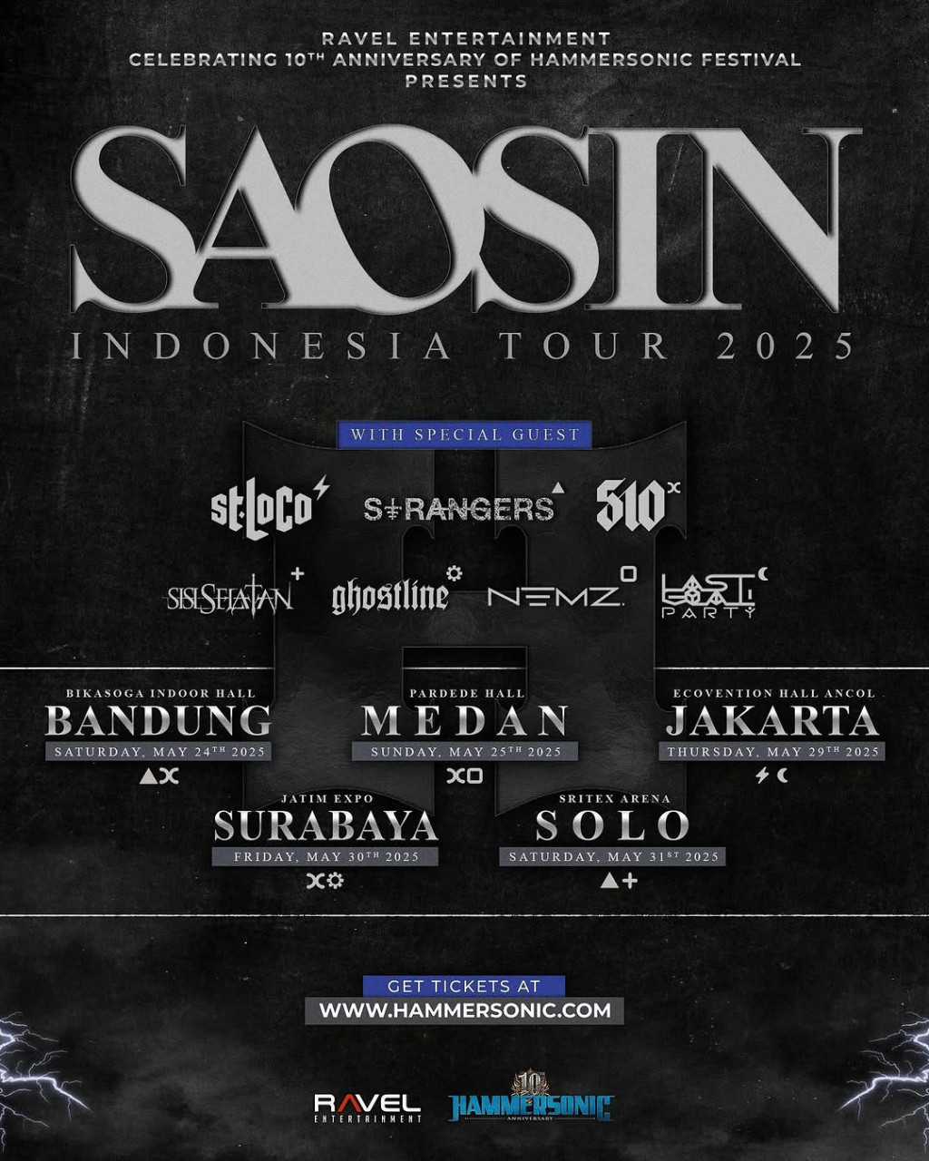 Saosin Indonesia Tour 2025: Rayakan 10 Tahun Hammersonic Festival dengan Penampilan Spesial di 5 Kota