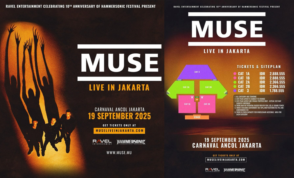 Muse Akan Konser di Jakarta pada 19 September 2025, Rangkaian Hammersonic 10th Anniversary